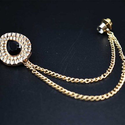 Gold Broche round with Black Gemstone (MB 06)