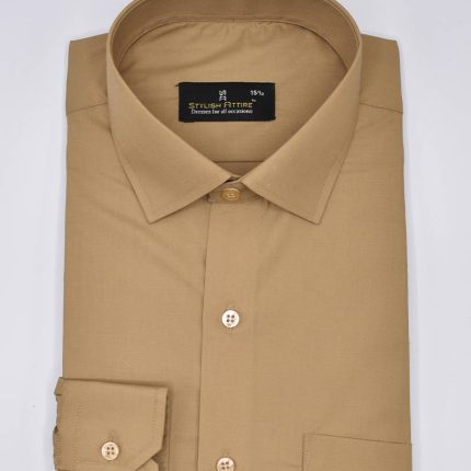 Men's Formal Caramel Brown Cotton Shirt Deluxe Series FS 36
