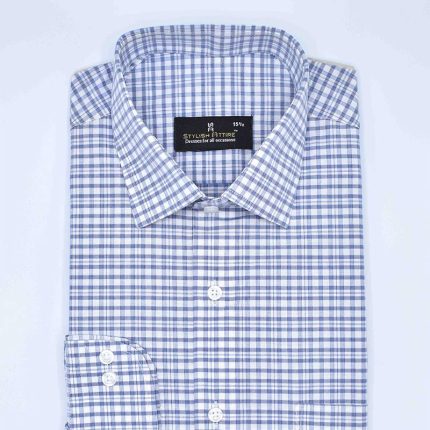 Men's Formal Light Blue Check Shirt Elite series FS 31