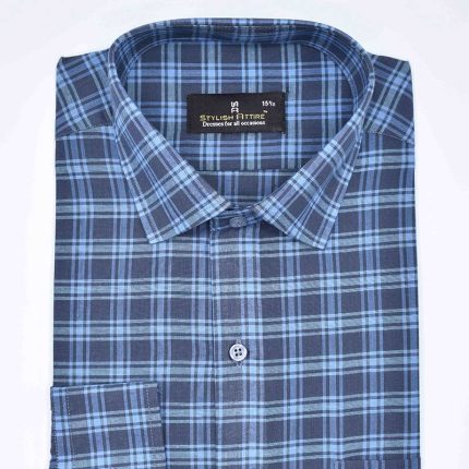 Men's Formal Dark Blue with Light Check Shirt Elite series FS 30