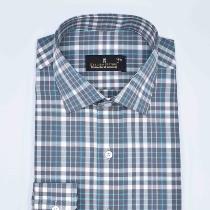 Men’s Formal Light Grey Check cotton Shirt Deluxe Series FS 39