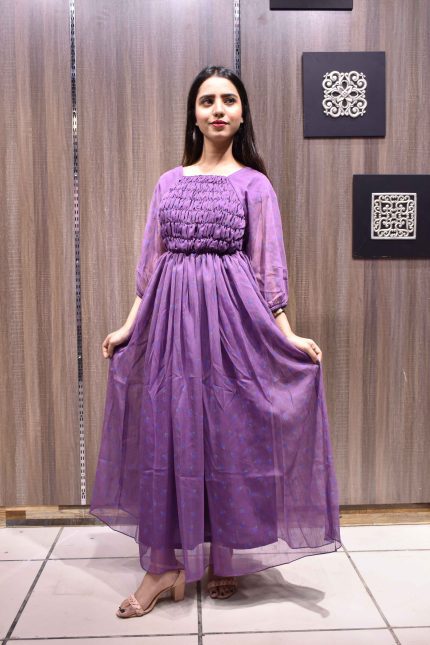 victoria- Lavender Printed Maxi Dress (045)